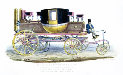 Mr. Gurneys Steam Carriage nähtynä juoksemassa Regents Parkissa, 6. marraskuuta 1827
