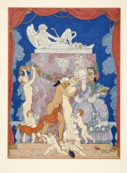 Kuvitus Pierre Choderlos de Laclosin (1741-1803) pubista "Les Liaisons Dangereuses". 1934 (stensiiliprintti)