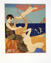 Symbolinen sormus, kuvitus Les Chansons de Bilitisistä, Pierre Louys, pubi. 1922 (stensiiliprintti)
