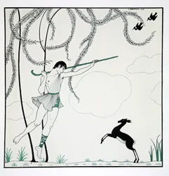 Narcisse sarjasta "Designs on the dances of Vaslav Nijinsky" (1889-1950). Georges Barbier (1882-1932), Pochoir Print