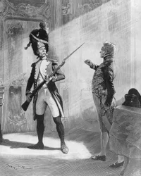 Flambeau ja Klemens von Metternich, kuvitus Edmond Rostandin näytelmään "L