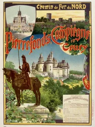 Pierrefonds, Compiègne ja Coury - Railways du Nordin mainosjuliste, kirjoittanut G. Fraipont