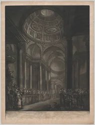 Näkymä St. Stephens Walbrookin sisältä, Valmistettu piirroksesta Hänen Majesteettinsa ..., n. 1767.