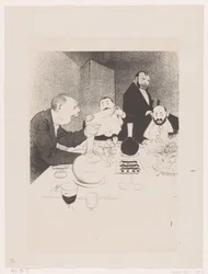 Mannen aan tafel tijdens een diner Hän on koristeltu ja hänen ystävänsä tarjoavat hänelle juhlat (alkuperäinen nimi) Luonnon suuret spektaakkelit; Mr. Anyin elämä (alkuperäinen sarjan nimi)