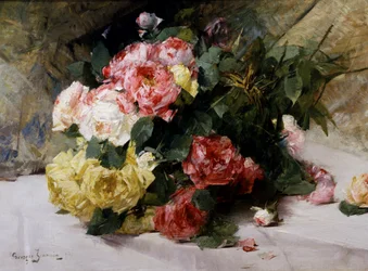 Ruusukimppu. Georges Jeanninin (1841-1925) maalaus Yksityiskokoelma.