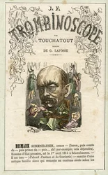 BISMARCK Otto Eduard Leopold von Bismarck-Schoenhausen (1815-1898), - kuvitus Leon-Charles Bienvenun (1835-1910) satiirisesta poliittisesta aikakauslehdestä "Le Trombinoscope", joka tunnetaan nimellä Touchatout (1835-1910) monografia N. 7, Pariisi.
