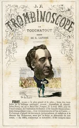 FERRY Jules Francois Camille Ferry (1832-1893) . kuva Leon-Charles Bienvenun satiirisesta poliittisesta aikakauslehdestä "Le Trombinoscope", joka tunnetaan nimellä Touchatout (1835-1910) monografia N. 26, Pariisi.