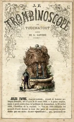 Jules FAVRE (1809-1880) kuvitus Leon-Charles Bienvenun (1835-1910) satiirisesta poliittisesta aikakauslehdestä "Le Trombinoscope", joka tunnetaan nimellä Touchatout (1835-1910) monografia N. 1, Pariisi.