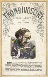 Jules SIMON (1814-1896) - kuvitus Leon-Charles Bienvenun (1835-1910) satiirisesta poliittisesta aikakauslehdestä "Le Trombinoscope", joka tunnetaan nimellä Touchatout (1835-1910) monografia N. 14, Pariisi.