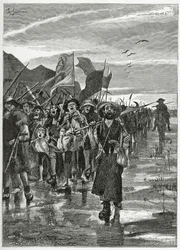 Le Torrent des Rebelles - kuvitus Han d’Islandesta, 1800-luku (bw-kaiverrus)