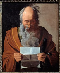 Pyhä Paavali. Muotokuva apostolista lukemassa kirjettä. Georges De La Tourin maalaus (1593-1652)