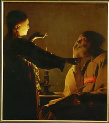 Enkeli ilmestyy Pyhälle Joosefille (maalaus kankaalle)
