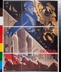 Elokuvajuliste, "Lokakuu" (Movie Poster October) - Georgi Avgustovich Stenbergin (1900-1933) teos, litografia