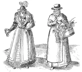 Englantilainen maalaisnainen hovin naisen kanssa, 1572