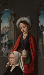 Yksityiskohta Kristuksen kasteen ulkopaneelista, n. 1502-08 (öljy paneelille)