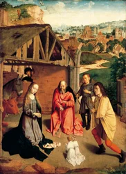 A Natividade, ca 1490, por Gerard David (ca 1460-1523) finlandês