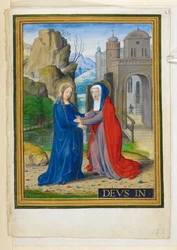 Lisätä. 34294, f.61 Vierailu, kuvitus teoksesta Sforza Hours