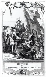 Bacqueville de La Potherien (1663-1736) Histoire de lAmerique septentrionalen etukappale, julkaistu vuonna 1753 (bw-kuva)