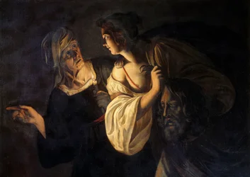 Judith Holofernesin pään kanssa (öljy kankaalle)