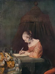 Nainen kirjoittamassa kirjettä, c1655, 1938