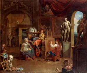 Taiteilijastudiokohtaus, 1680-1720.