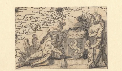 Suunnittelu vinjetille, jossa on Brabantin vaakuna