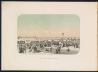Jääviihdettä Maasilla Rotterdamissa linnoituksesta katsottuna, 1855 Näkymä Maasin linnakkeesta (nimi esineessä) Jääviihdettä Maasilla Rotterdamissa helmikuussa 1855 kuvatekstein (sarjan nimi esineellä)