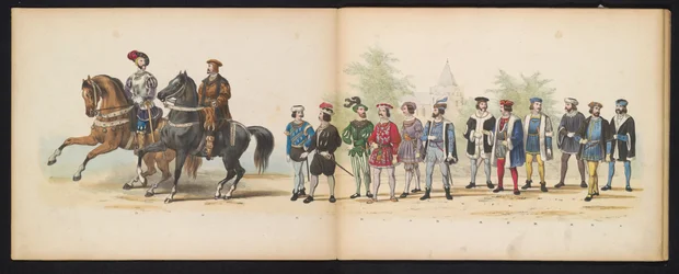 Leidenin opiskelijoiden naamiaiset, 1855 (levy 4) Leidenin ylioppilaskunnan jäsenten pukukulkue 12. kesäkuuta 1855 Leidsche Hoogeschool -koulun 280-vuotisjuhlan kunniaksi, ja se kuvaa Kaarle V:n tuloa