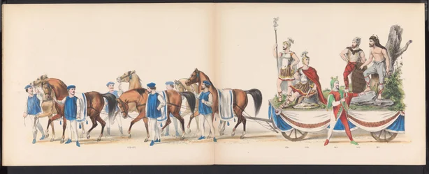 Leidenin opiskelijoiden naamiaiset, 1870 (levy 15) Leidenin opiskelijakunnan jäsenten pukukulkue 7. kesäkuuta 1870 Leidsche Hoogeschool -koulun 295-vuotisjuhlan kunniaksi, ja se kuvaa vierailua Leideniin