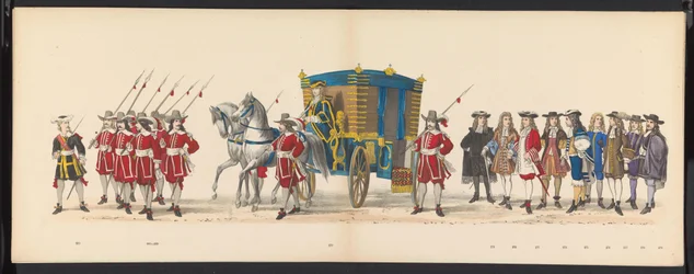 Leidenin opiskelijoiden naamiaiset, 1875 (levy 18) Leidenin ylioppilaskunnan jäsenten pitämä naamiainen 15. kesäkuuta 1875 Leidsche Hoogeschoolin 300-vuotisjuhlan kunniaksi, joka kuvaa Leidsche Hoogeschoolia, joka on kuvattu