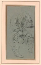 Tutkimus istuvasta miehestä, hahmolle maalauksessa, jossa on profeetta Elisa ja sunammilainen nainen Karmel-vuorella (kansallismuseo, Varsova inv. M.Ob.551 MNW)