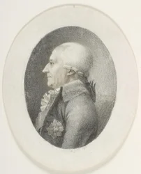 Muotokuva A.P. Bernstorff, kreivi, pääministeri (1735-1797). Rintakuva. Profiili vasemmalla