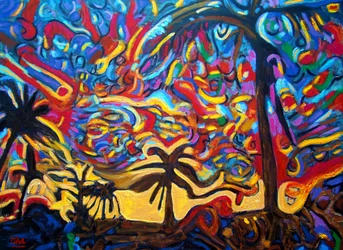 Tarahumara Vision,2023, öljy kankaalle
