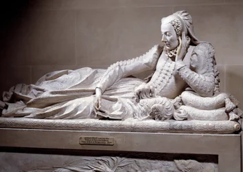 Hautausmuistomerkki: Ranskan liittokanslerin, kardinaali Rene de Biraguen (1506-1583) vaimon Jeanne Valentine Balbianin (1518-1572) hauta. Germain Pilonin (1535 - 1590) marmoriveistos, noin 1573. Pariisi, Musee Du Louvre