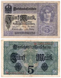 Viiden markan seteli, 1917 (recto ja verso)