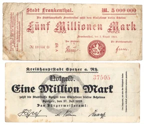 Viiden miljoonan ja miljoonan markan setelit, 1923