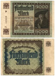 Viiden tuhannen markan seteli, 1922 (recto ja verso)