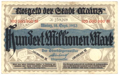 Sadan miljoonan markan seteli, 1923