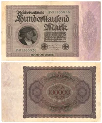 Sadan tuhannen markan seteli, 1923 (recto ja verso)