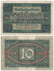 Kymmenen markan seteli, 1920 (recto ja verso)