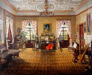 Schloss Tambachin sisustus (öljy kankaalle)