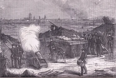 Schelestadtin pommitukset, Cassells, Ranskan ja Saksan välisen sodan historia, julkaisija Cassell and Company Limited, n. 1890 (litho)