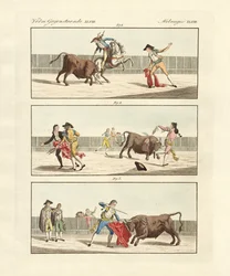 Espanjan härkätaistelut (värillinen kaiverrus)