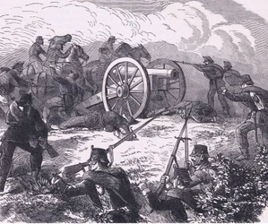 Kenttäaseen vangitseminen, Cassells History of the War Ranskan ja Saksan välillä, julkaisija Cassell and Company Limited, n. 1890 (litho)