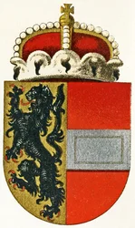 Salzburgin vaakuna, prinssin hattu kilvessä, n. 1898