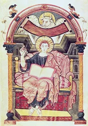 Cod 22. f.85v St. Luke evankelista, Trevesistä, Carolingian, noin 800 jKr