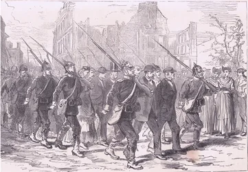 Vankien saattue, Cassells, Ranskan ja Saksan välisen sodan historia, julkaisija Cassell and Company Limited, n. 1890 (litho)