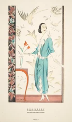 Der Brief, Kurnen takkimekko, Styl, pub.1922 (pochoir print)