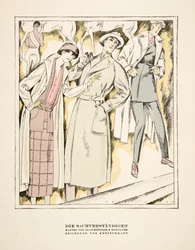 "Die Sachverständigen", Stawropulos  Moldauerin takkien mainos, Styl-lehdestä, julkaisu 1922 (pochoir-painatus).