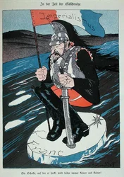 Ranskan keisarilliset pyrkimykset vaarantuivat frangin romahduksen vuoksi, karikatyyri Kladderadatschista.